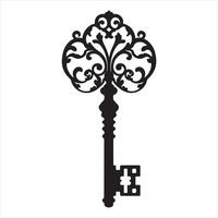 Vintage Key silhouette white background vector