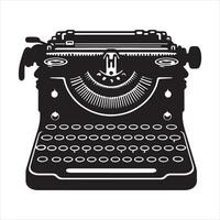 Old Typewriter black silhouette on white background vector