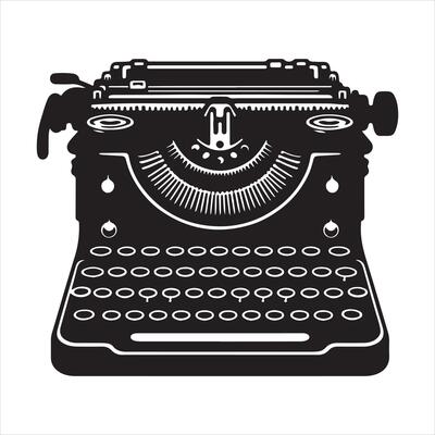 Old Typewriter black silhouette on white background