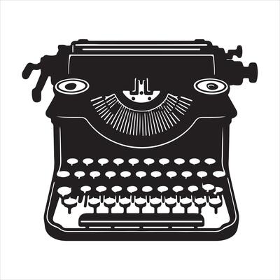 Old Typewriter silhouette white background