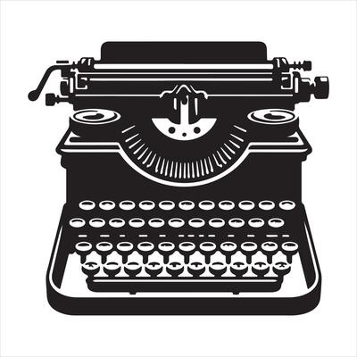 Old Typewriter silhouette on white background
