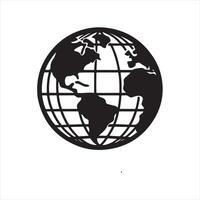 globe black silhouette on white background vector