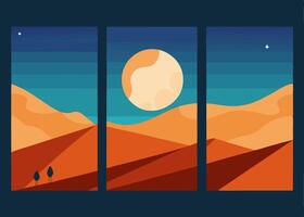 Flat illustration sand and desert view for your wall art design vector