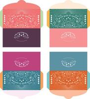 Japanese style red envelope, angpao Chinese Lunar New Year's card design for 2025, Year of the Snake, Chinese shio. Featuring New Year's greetings and Happy New Year. Perfect for greeting cards vector
