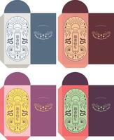 Japanese style red envelope, angpao. Chinese Lunar New Year's card design for 2025, Year of the Snake Chinese zodiac shio, with New Year's greetings and Happy New Year vector