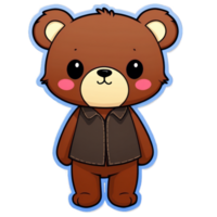 A brown teddy bear with a jacket on png