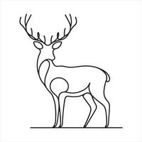 single one line deer silhouette on white background vector