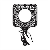 Rectangular hand mirror silhouette on white background vector