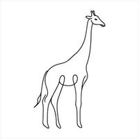 singel one line Giraffe silhouette white background vector