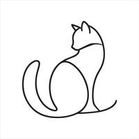 one line Cat silhouette white background vector