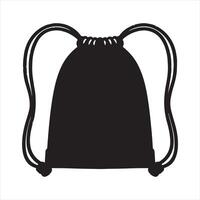 Drawstring bag silhouette on white background vector