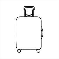 single one line trolley bag silhouette on white background vector