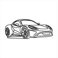 continuous line art simple car drawing silhouette white background vector