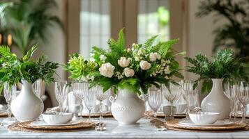 Elegant indoor garden display with assorted plants and decorative pots in a bright setting photo