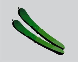 two green pickles on a gray background vector