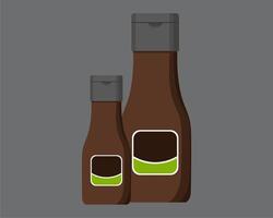 Two bottles of brown liquid on a gray background vector