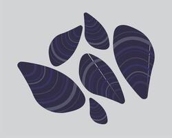 A blue and black leaf pattern on a gray background vector