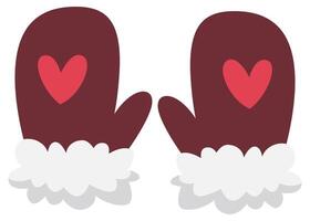 Warm knitted mittens flat icon isolated on white background. vector