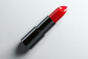 Luxury red lipstick on a neutral background showcasing beauty product design photo