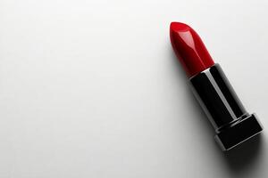 Luxury red lipstick on a neutral background showcasing beauty product design photo