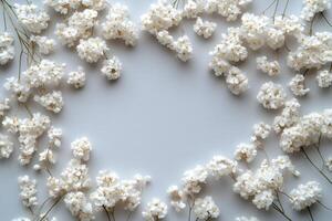 Dried white flowers arranged on a light background showcasing delicate floral details photo