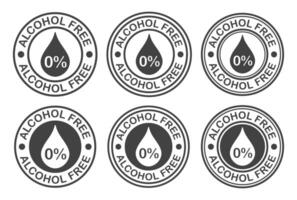 Alcohol free label icon symbol set. No alcohol icon logo sign. Non alcohol stamp. illustration image. Isolated on white background. vector