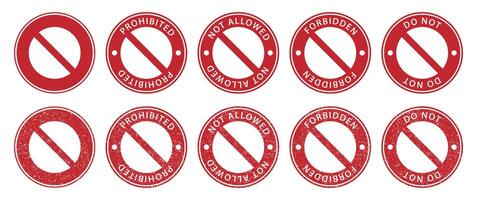 Ban sign grunge stamp, Prohibited circle sign, Ban icon, Prohibition red icon, Red circle with cross line symbol. Caution frame symbol. Forbidden stop sign. illustration. Isolated on white vector