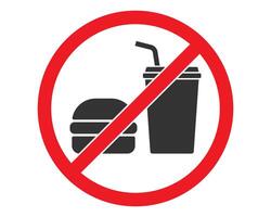 Do not eat or drink sign symbol icon. No eating or drinking logo. Prohibition, prohibited, not allowed, ban, forbidden. Isolated on white background. vector