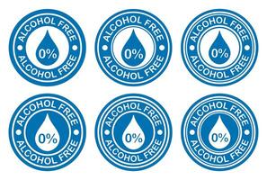 Alcohol free label icon symbol set. No alcohol icon logo sign. Non alcohol stamp. alcohol free illustration image. Isolated on white background. vector