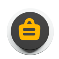 Handbag Icon on black 3d circle png