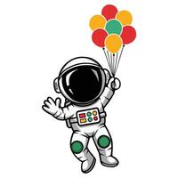 Cute cartoon astronaut floating with balloon vector