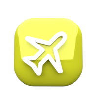 A yellow square button with a plane on it png