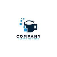 simple data cup logo design. data tech and cup template logo. coffee tech logo. suitable for use brand tech vector