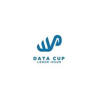 simple data cup logo template. chart and mug symbol modern minimalist style. technology logo icon vector