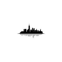 Black city skyline panorama with reflection of Freedom Tower and Lower Manhattan city from New Jersey. Cityscape, town skyline, horizontal panorama. Midtown, downtown with various building vector