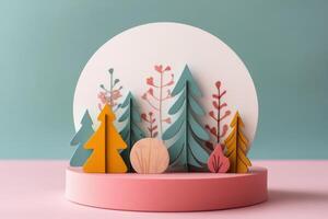 Colorful party setup with gifts and decorations on a vibrant background ready for celebration photo