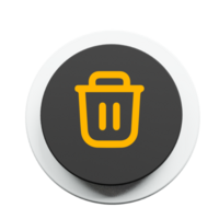 Trash icon yellow on 3d shape with shadow png