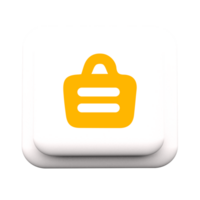 Handbag icon on 3d shape with shadow png