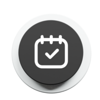 A black and white button with a calendar icon png