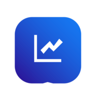 Graph, Chart, Data, Analytics icon on blue gradient color png