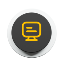 A black and yellow computer icon on a black button png