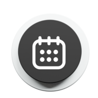 A black and white calendar icon on a button png