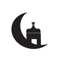 Islamic celebration crescent moon mosque silhouette vector