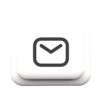 Message mail icon black line on 3d shape with shadow png