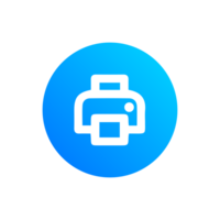 Print icon on blue gradient color png