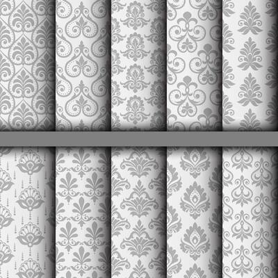 Set seamless damask patterns.