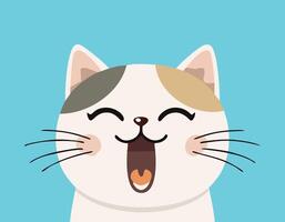 a cartoon cat with its mouth open and its eyes closed vector