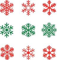 A set Christmas of snowflakes with a red And Green Snowflake white background vector