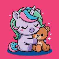 Unicorn and Teddy illustration for print vector