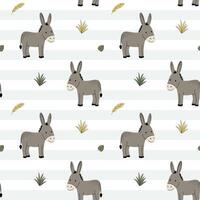 Seamless pattern with cute donkey. Domestic animals. Farm animals pattern. vector